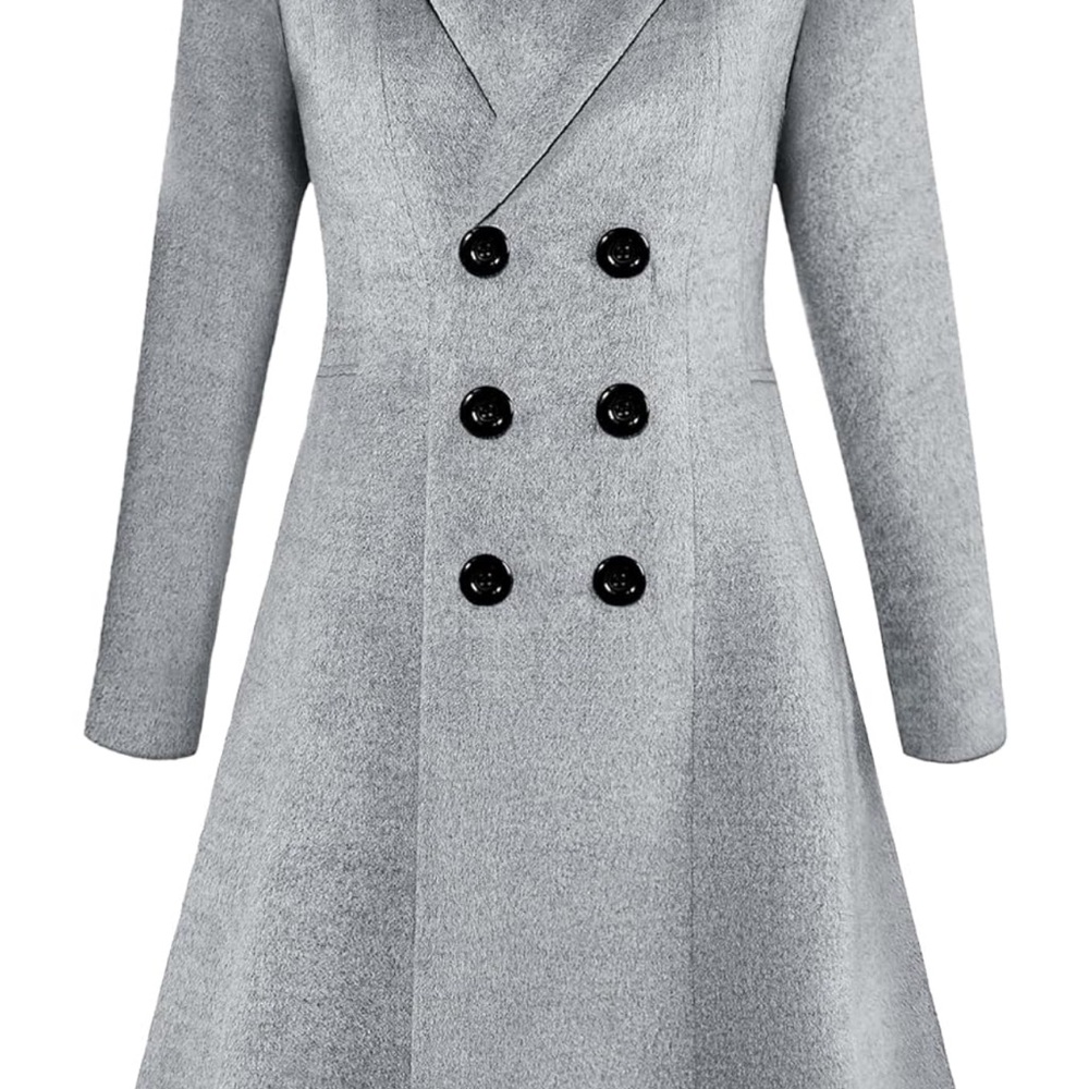 Elegant Gray Double-Breasted Coat